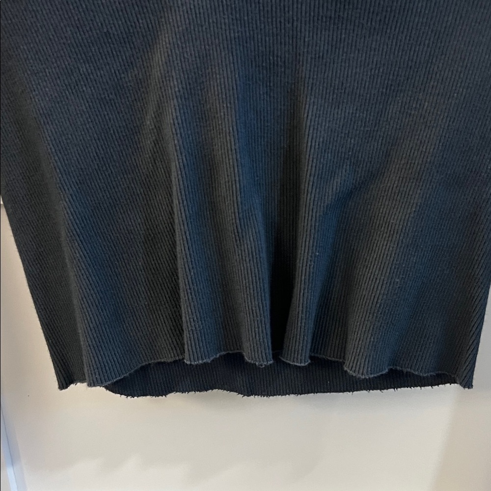 Vintage Brandy Melville Charcoal V-Neck Ribbed Long Sleeve Top - Picture 3 of 5
